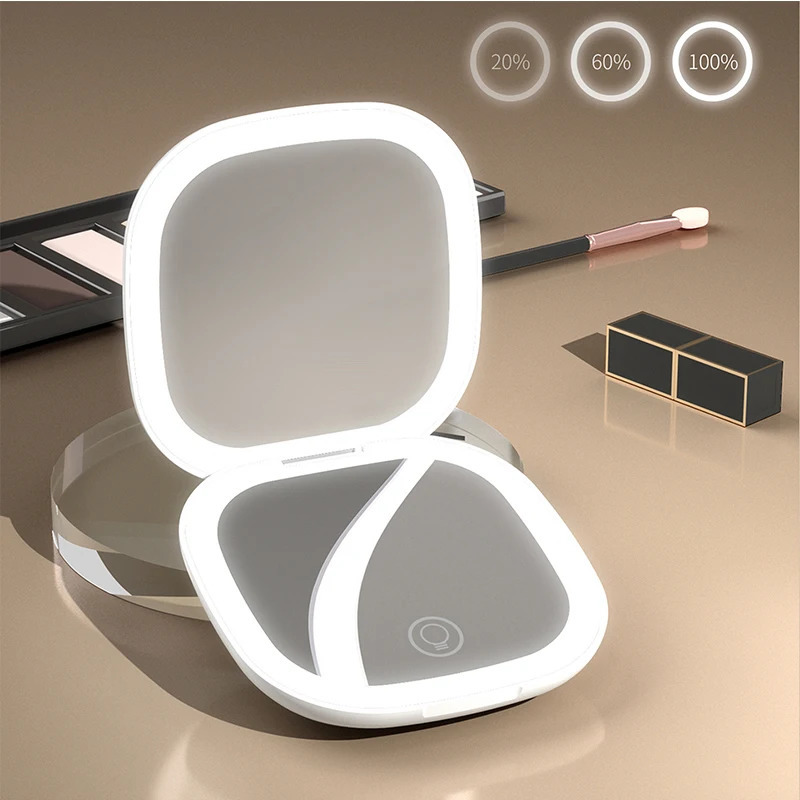 Mini Portable 5X 10X Magnifying Folding Makeup Mirror Led Lights Compact Pocket Travel Aesthetic Vanity Mirrors Make Up Tools 250103