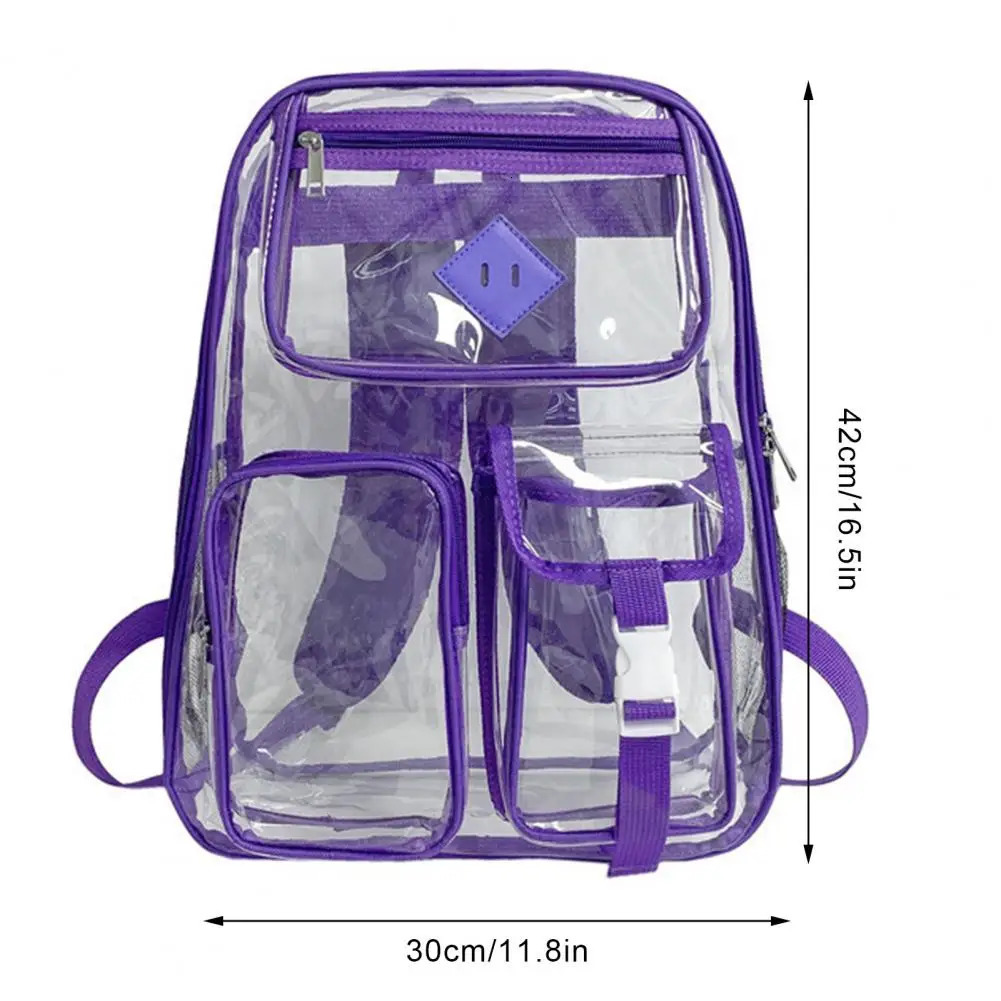 Large Capacity Transparent Backpack Casual Zipper Waterproof Clear Backpack School Bag Visible Pvc Backpack Travel Reinforced 250102