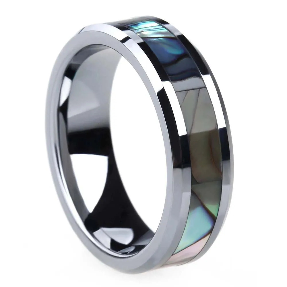 Some 6mm 8mm Ring For Couple Tungsten Ring Abalone Shell Wedding Engagement Ring Lovers Jewellery alliance anel boho 250103