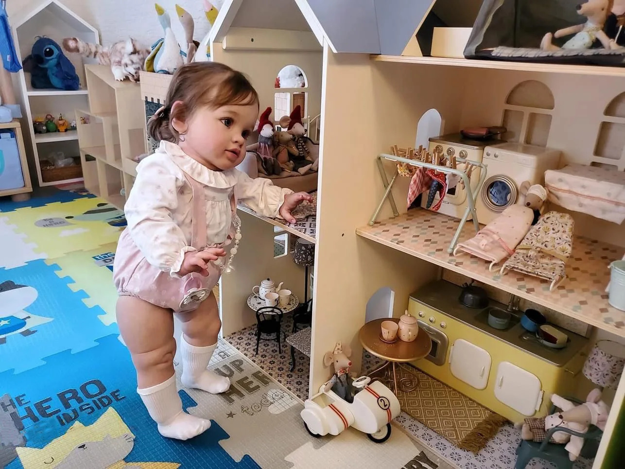 NPK 66CM Already Painted Finished Doll Reborn Toddler Pippa Huge Baby Size Lifelike Soft Touch 3D Skin Art Doll 250103