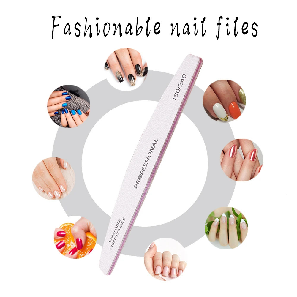 510Pcs Banana Nail Files Set 180240 Grit Sandpaper Sanding Nails Buffer File Professional Supply Manicure Accessories And Tool 241230