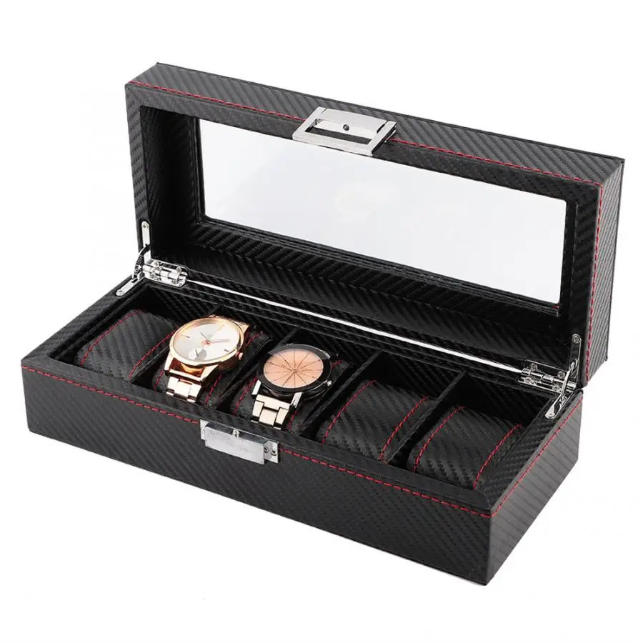 Watch stand 5Slot watch box travel carbon fiber case jewelry display storage collector for watch storage organizer of watch case 250102