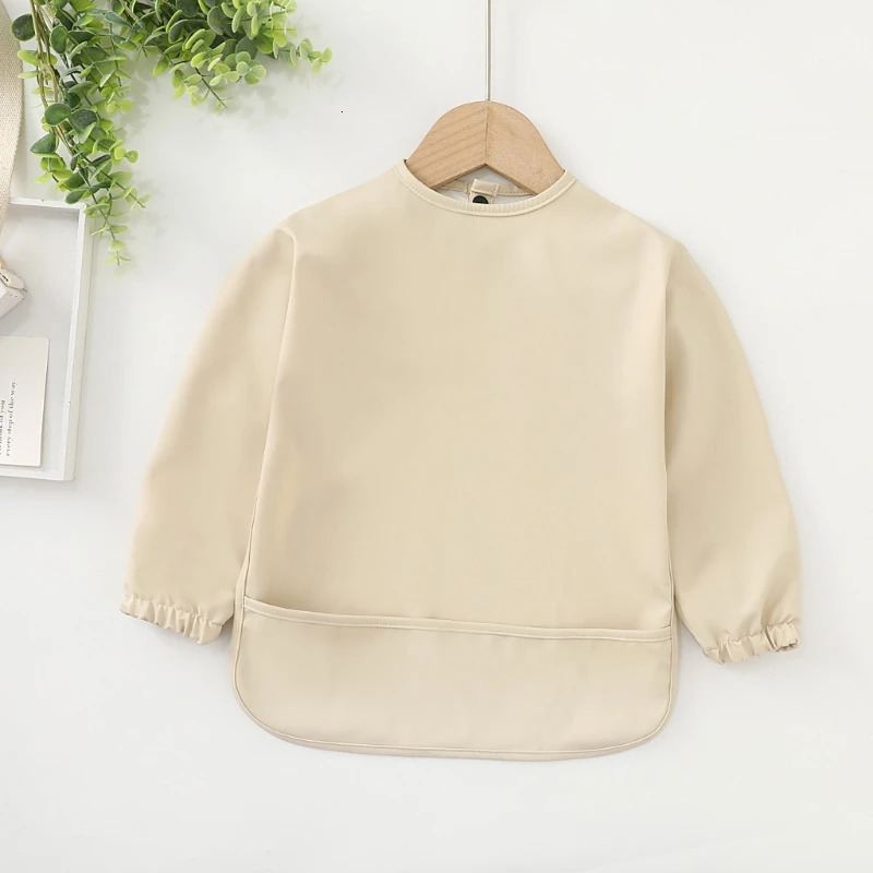 Baby Toddler Long Sleeved Bibs Scarf Reusable Waterproof Art Smock for Eating 250103