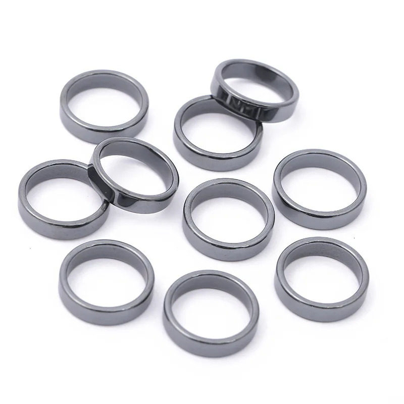 10pcs/ Lot 6mm Unisex Hematite Rings Colorful Gallstone Couple Rainbow Non-magnetic Relieve Anxiety Jewelry Gift Size 16-23 250103