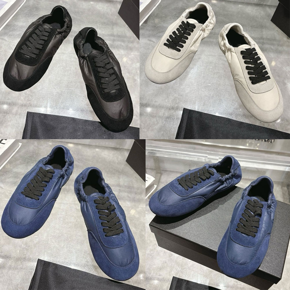 Collapse Re Nylon and suede sneakers luxury designer womens sneakers sheepskin lining 1E959N classic breathable casual sneakers easy to wear