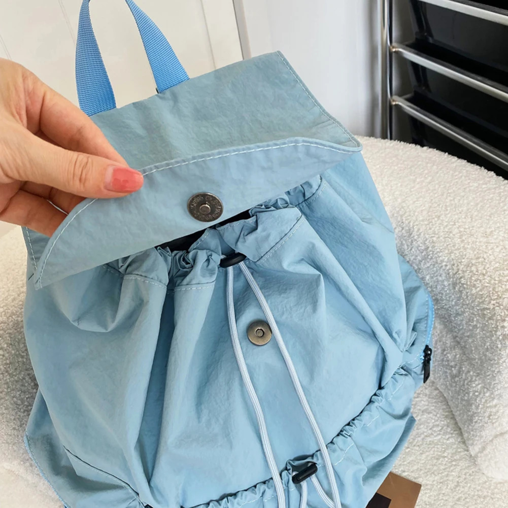 Nylon Drawstring Backpack Outdoor Travel Daypack Large Capacity Casual Rucksack Adjustable Strap Travel Bags for Women 250102