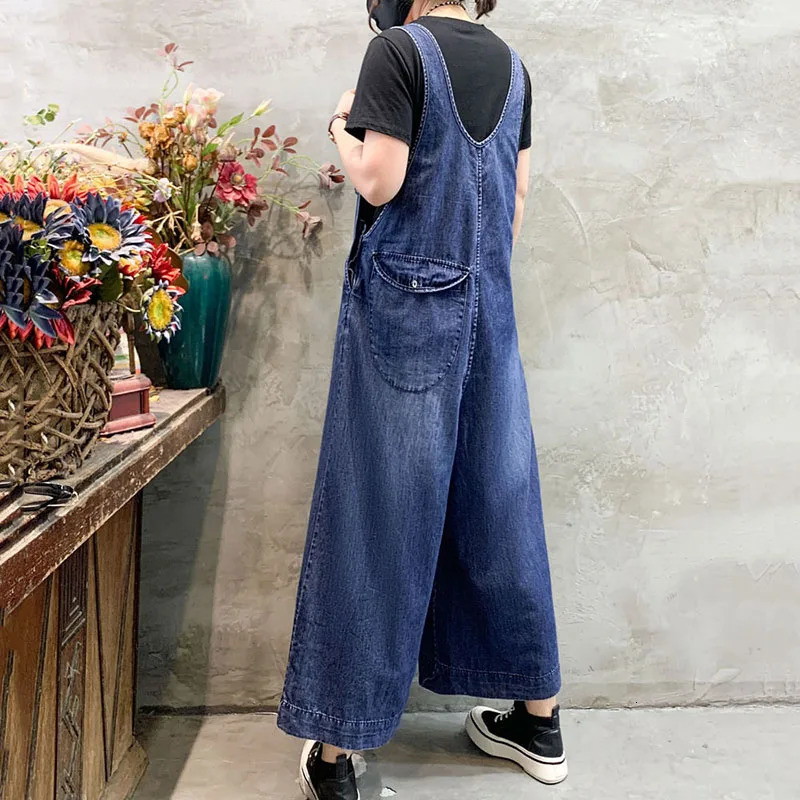 Oversized Women Denim Jumpsuit Summer Streetwear Suspenders High Waist Straight Wide Leg Jeans Female Casual Trouser Rompers 241230