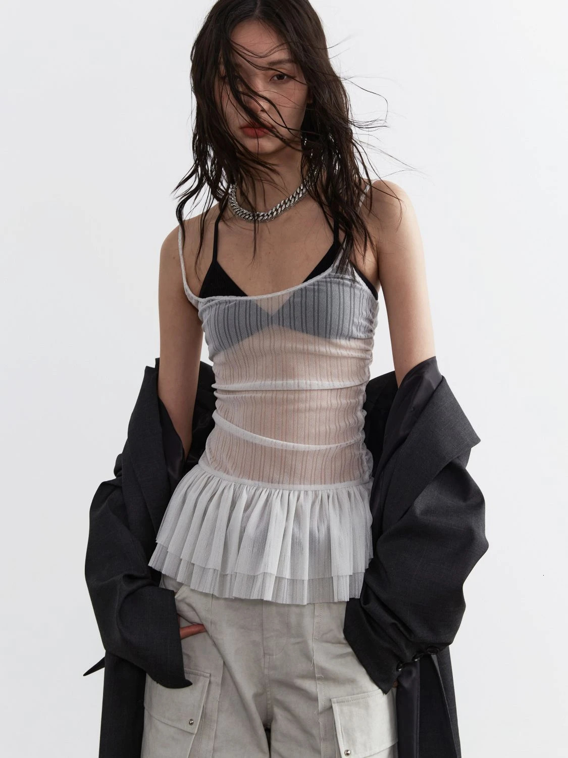 Deeptown Y2k sees through tank top womens Korean fashion Fairycore crop top womens Harajuku aesthetic sexy K-pop summer clothing 250103