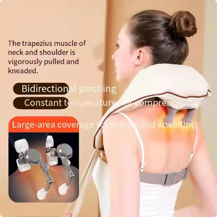 Electric Neck Shoulder Portable Wireless Deep Tissue Muscle Massage Smart Cervical Neck And Shoulder Massager With Heat