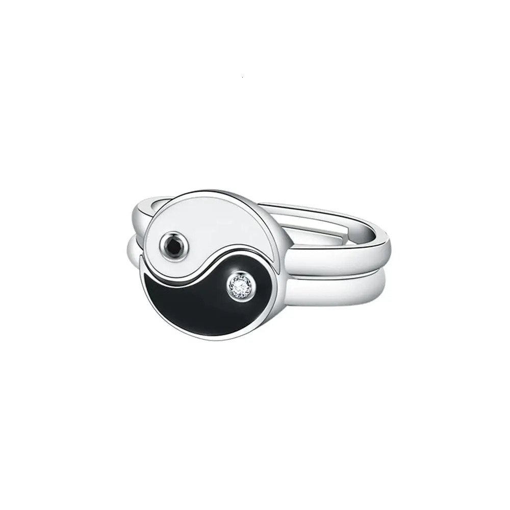 Creative Tai Chi Diagram of Yin Yang Open Rings for Couples Gift Pair Rings 250103
