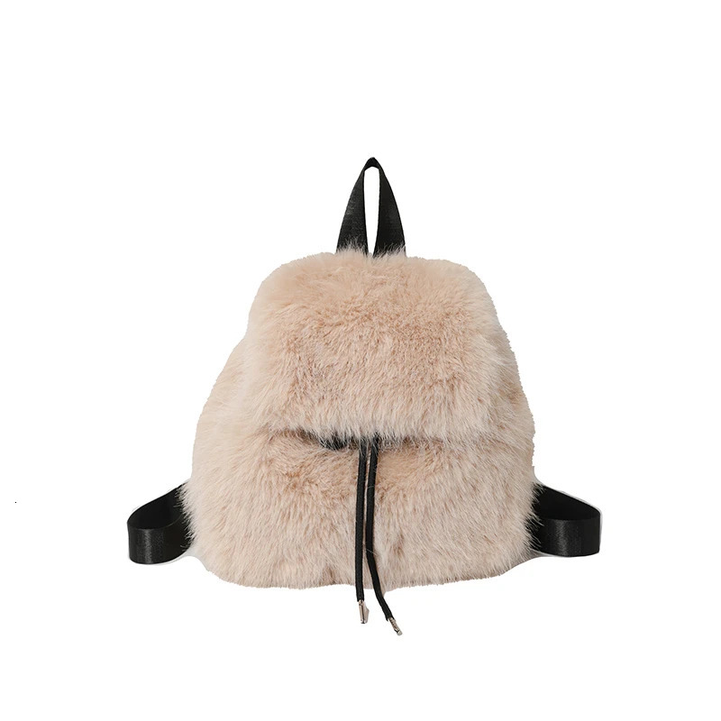 Plush Fashion Backpacks Rabbit Fur Student Sweet Womens Bags on Sale Solid Soft Fashion Backpacks 250102