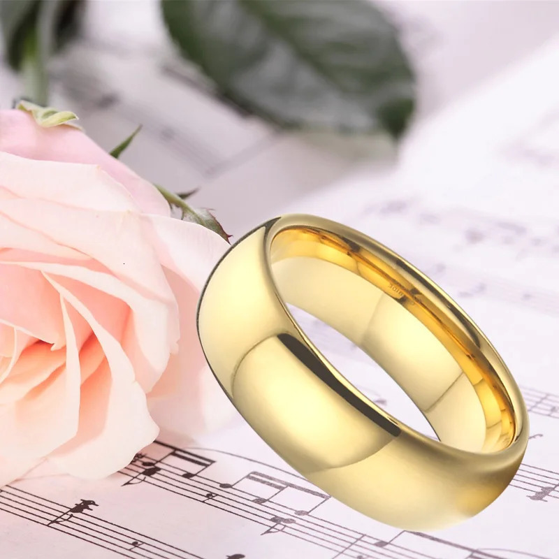 Classic 100% Tungsten carbide Ring Alliance Love Couple Wedding Rings for men and women Gold Color 4/6/8/10mm 250103