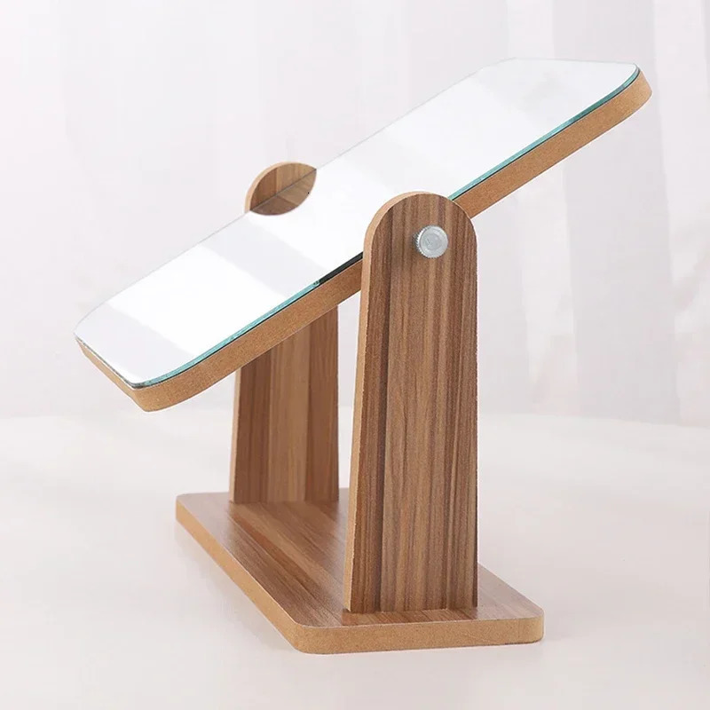 Dresser Vanity Mirror with Natural Wood Stand 1x 360 Degree Rotating Magnifying Mirror Portable Table Countertop Mirror Bathr 250103