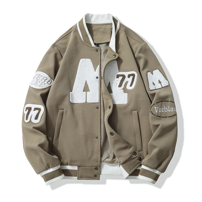 RH7730 Autumnwinter color matching jacket Mens baseball suit Hipster Hong Kong-style American teen jacket Plankton hand 250103