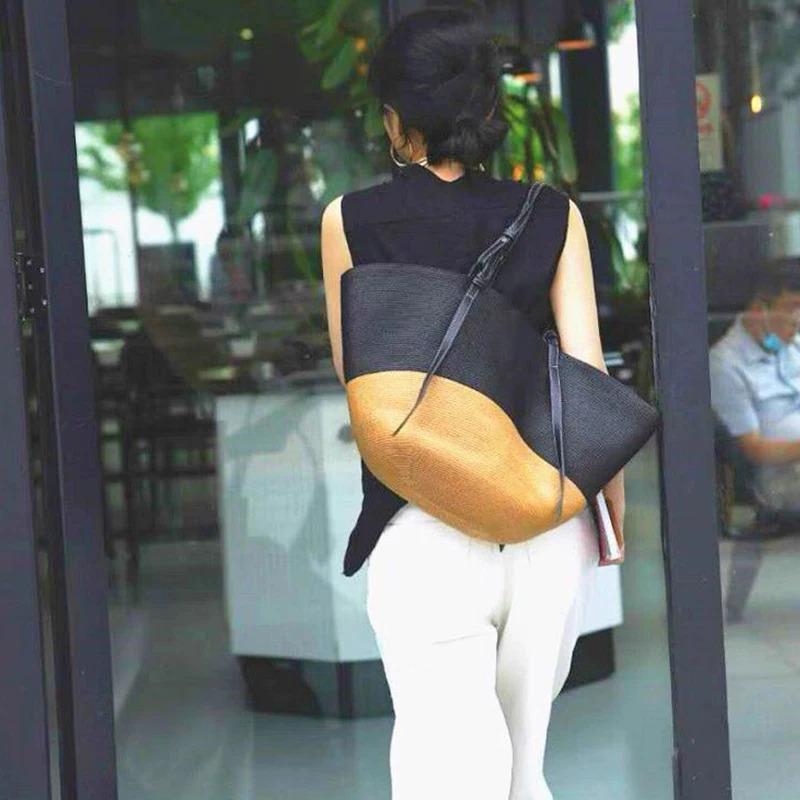 Large Capacity Beach Shopping Bags Rattan Woven Shoulder Bag Women Handmade Straw Handbags Summer Travel Bag 250102