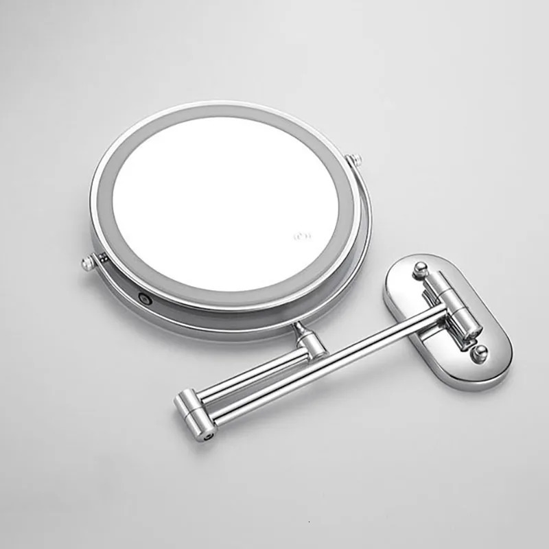 Wall Folding Makeup HD Mirror Double Side Fill Light Magnifying USB Charging Led Tricolor Dimming Bathroom Cosmetic Mirrors 250103