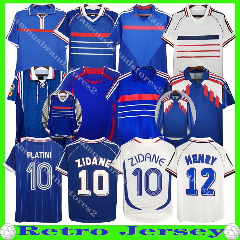 1998 ZIDANE retro soccerjerseys 1982 8486 88 90 96 98 00 02 04 06 HENRY MAILLOT DE FOOT football shirtREZEGUET DESAlLLY ClassicVintage Jersey
