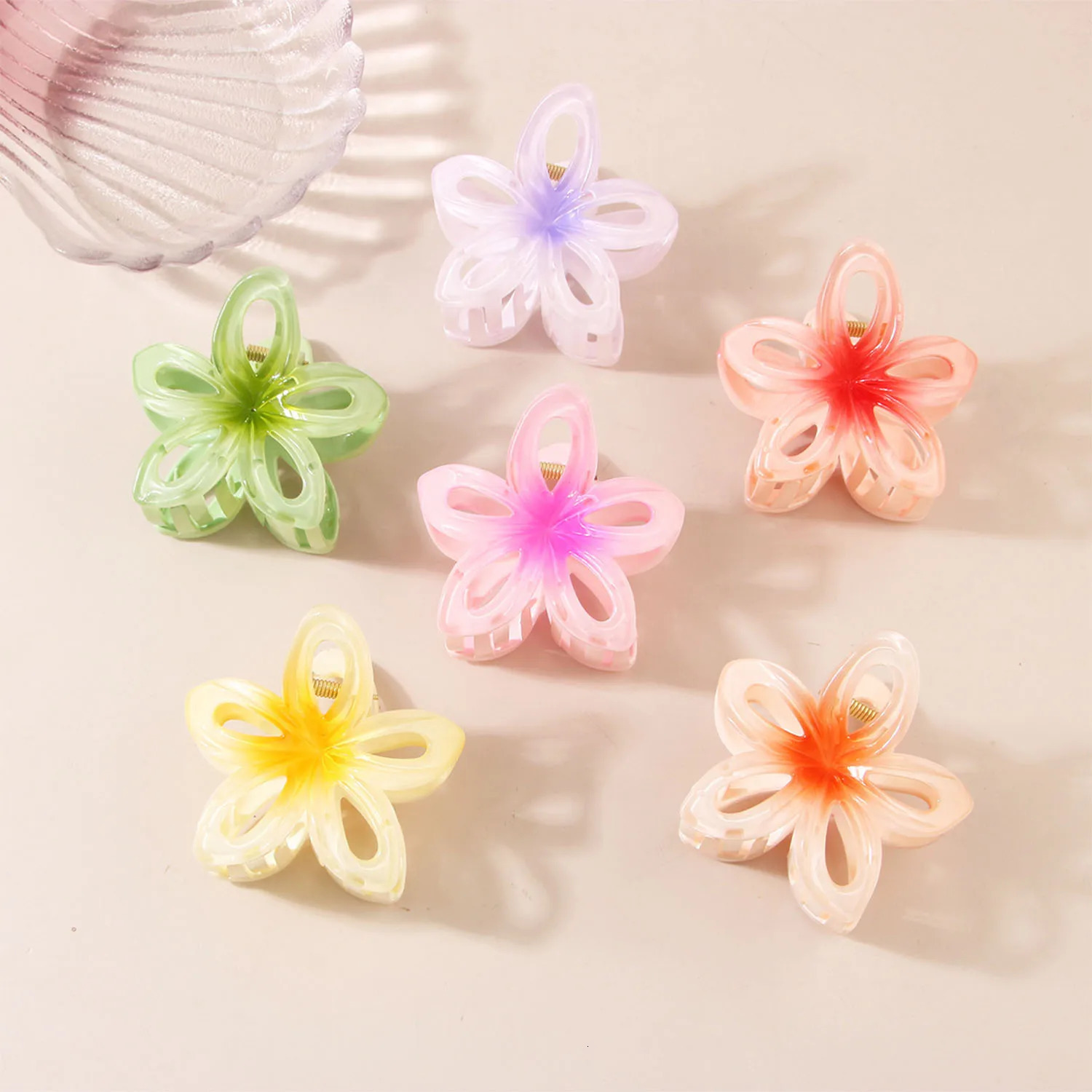 6 pieces of flower claw clip claw clip female anti slip hair clip thick hair girl gift claw clip 250102