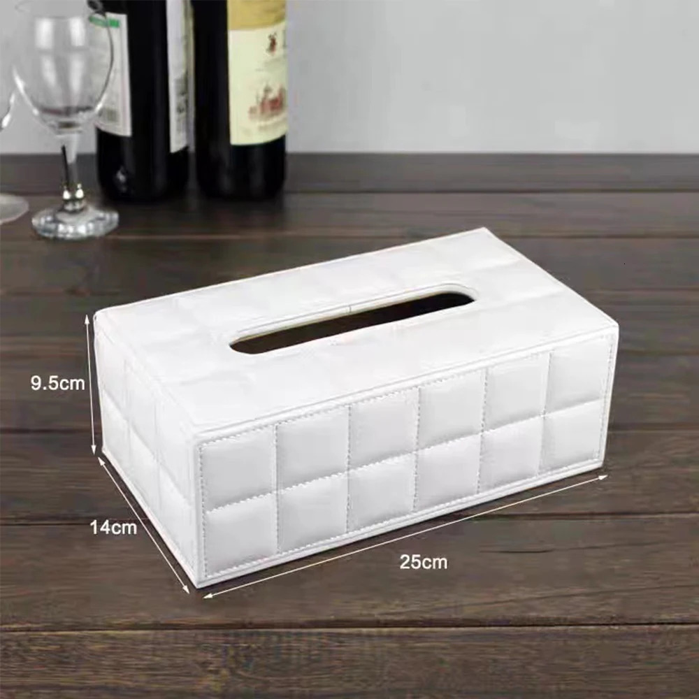 Black Leather Tissue Box Rectangular Paper Holder Car Line Grid Tissue Box Case Living Room Napkin Container Organizer Holder 241231 - view 6