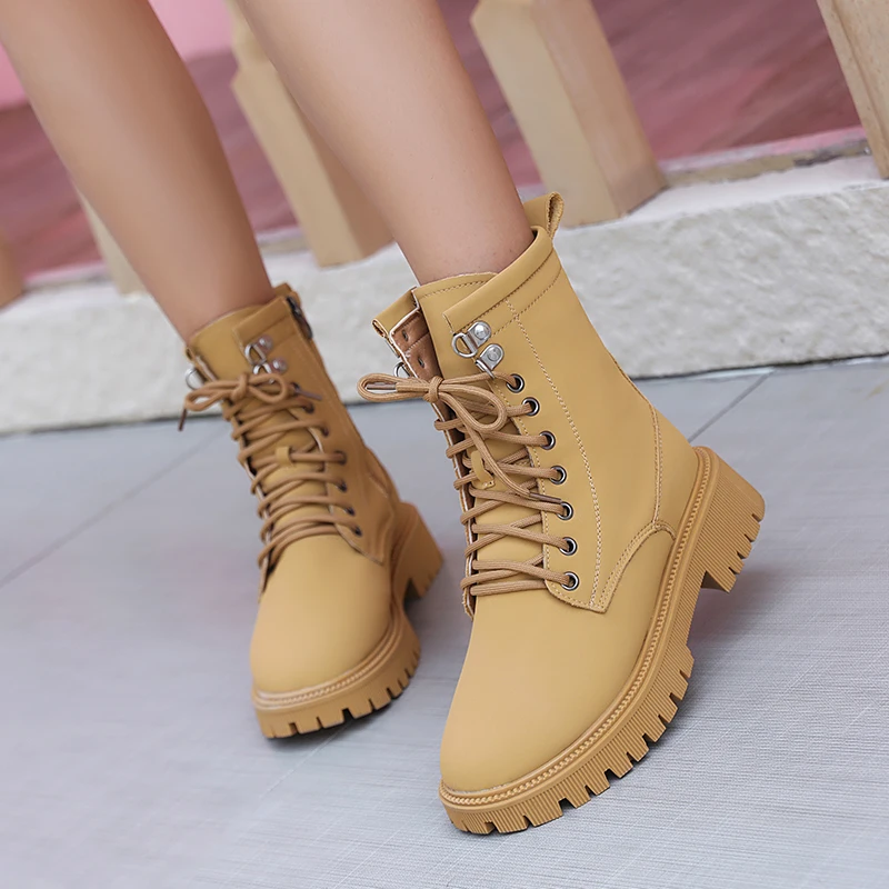 AIYUQI Women's Winter Boots Genuine Leather Women's Biker Boots Large Size Natural Wool Snow Boots Ladies