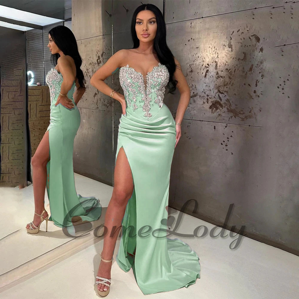 Comedy charming sweetheart womens Rhinestone front seam party dress custom 250103