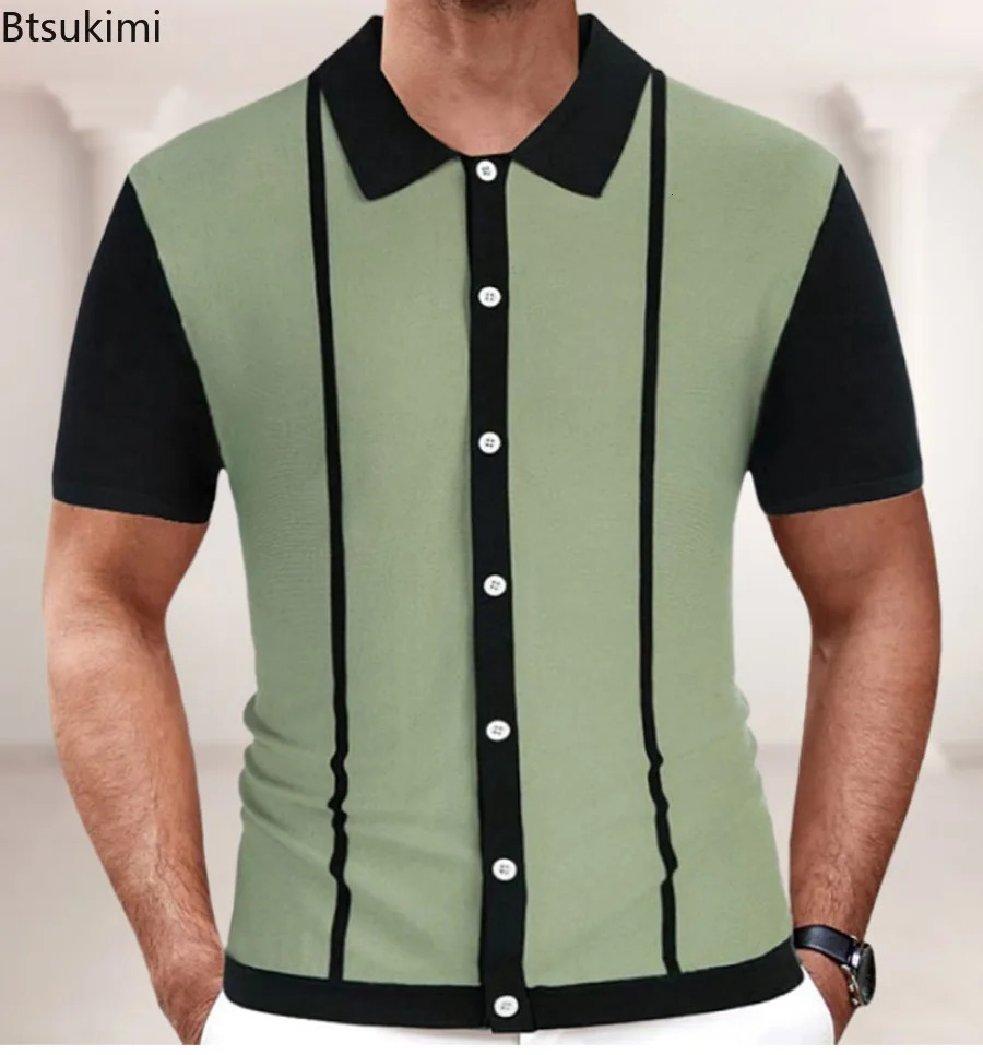 2024 Mens Business Casual Polo Shirt Summer Short Sleeve Knitted Lapel Breathable Tops High Quality Versatile Shirt for Men 241224