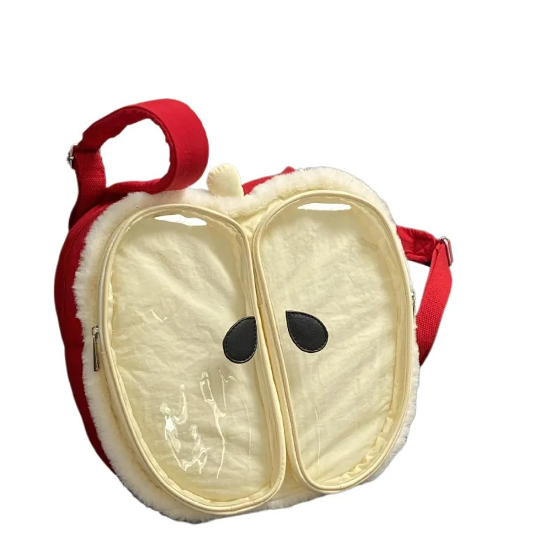 Women Tote Bags Cute Apple Plush Fashionable Versatile Backpack Women Bags Shoulder Bags Class Bag 250102