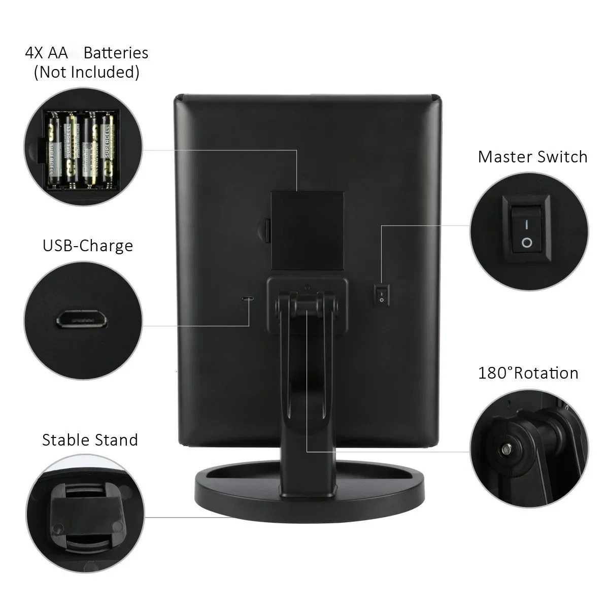 Led Vanity Mirror with Light Portable 10X Magnifying Desktop Three Side Folding Vanity Mirror 250103