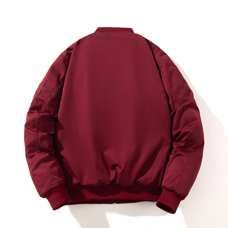 Men Bomber Jacket Women Solid Autumn Winter Pilot Jacket Fashion Vintage Hooded Baseball Coat Casual Windbreak Red Pink Burgundy 250103