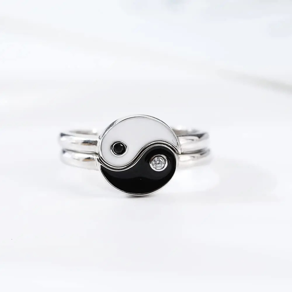 Creative Tai Chi Diagram of Yin Yang Open Rings for Couples Gift Pair Rings 250103