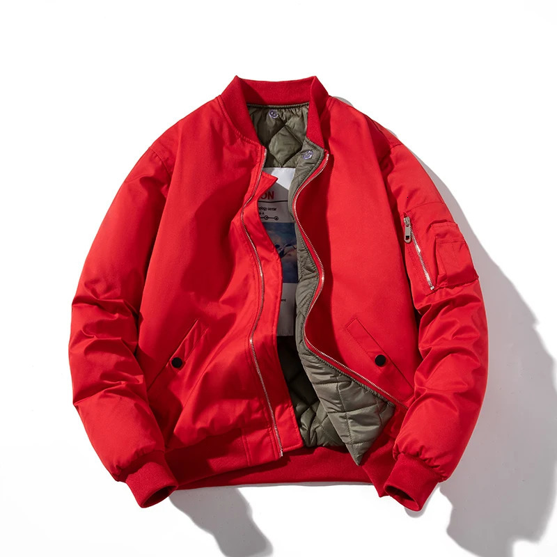 Men Bomber Jacket Women Solid Autumn Winter Pilot Jacket Fashion Vintage Hooded Baseball Coat Casual Windbreak Red Pink Burgundy 250103