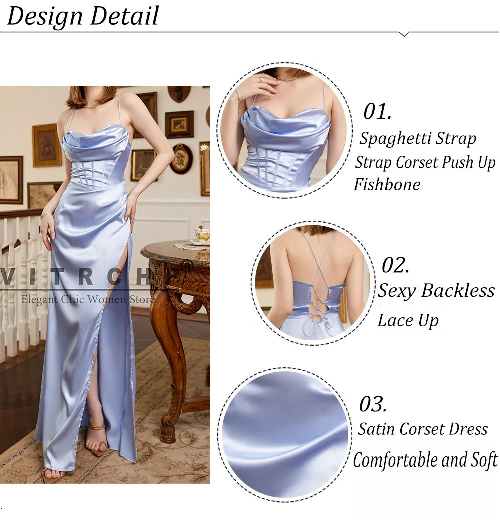 Italian shoulder strap satin corset womens evening dress Vestidos fishbone push up elegant womens tight corset party long dress 250103