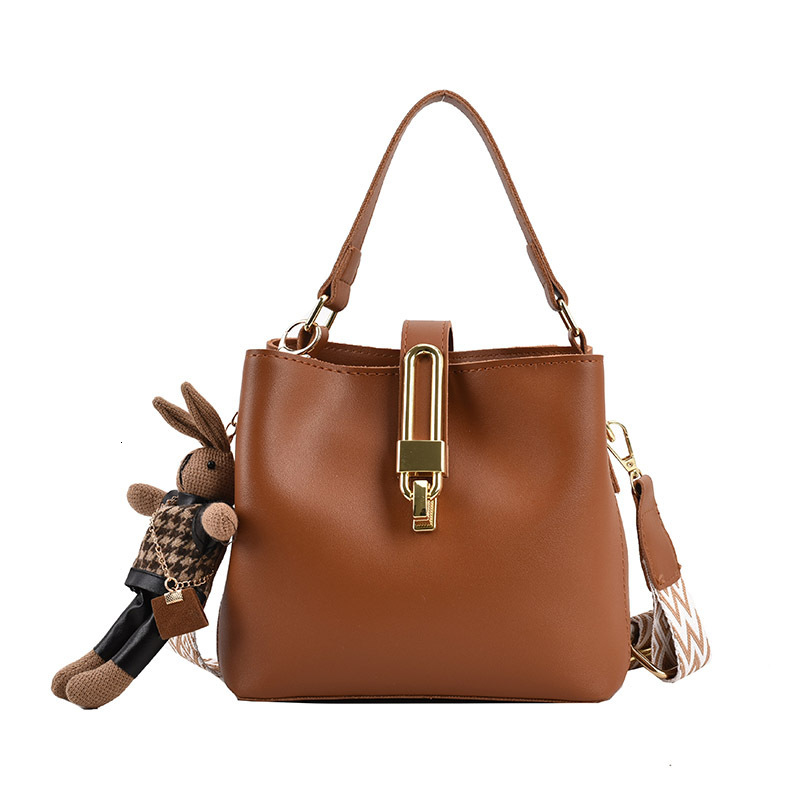 Shoulder new fashionable texture hand-held bucket Korean version trendy solid color crossbody women's small bag