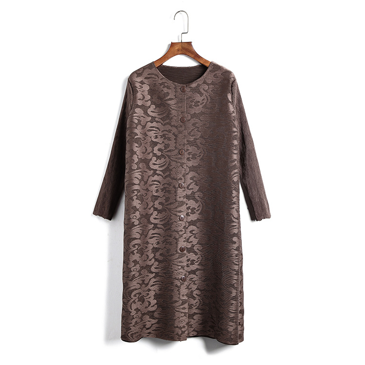 (101) Autumn and winter women's windbreaker long style pleated embroidery drape long sleeve cardigan jacket