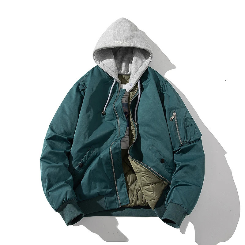 Men Bomber Jacket Women Solid Autumn Winter Pilot Jacket Fashion Vintage Hooded Baseball Coat Casual Windbreak Red Pink Burgundy 250103