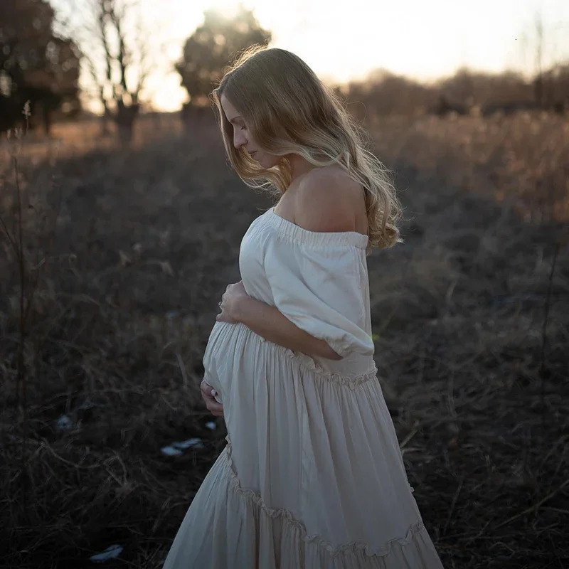 Bohemian Po Shooting Cotton Pregnancy Dress Pregnant Women For Baby Shower Po Shoot Dress Pography Props Dress 250103