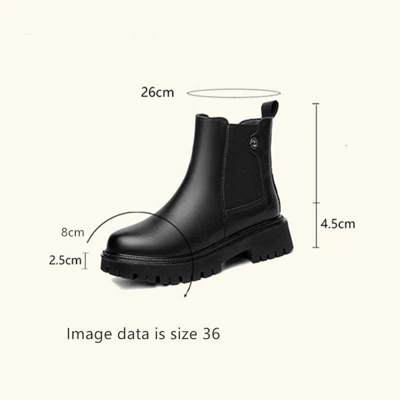 Women Chelsea Boots Genuine Leather Winter Shoes Boots Women Casual Platform Large Size Natural Wool Female Rider Boots