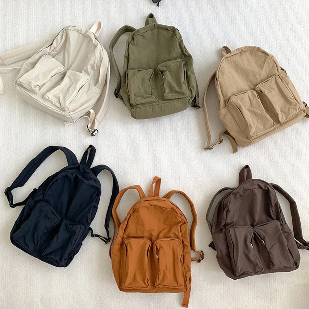 Nylon Commuting Backpack Adjustable Shoulder Straps Unisex Leisure Rucksack Multi-pocket Large Capacity for Men Women 250102