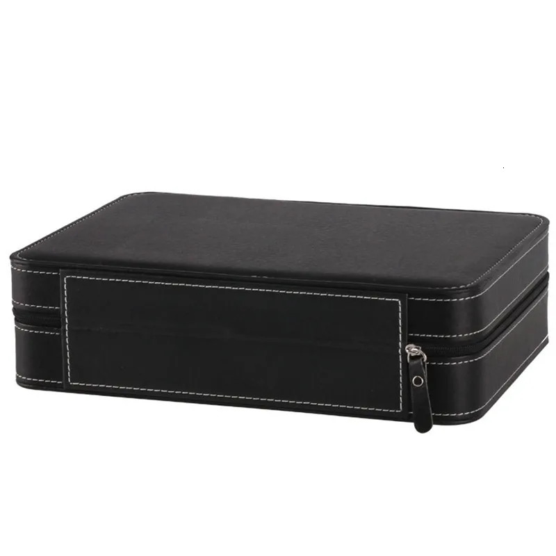 Fashion 10 Slot Black Watch Box 28 * 20 * 7.5CM Portable Leather Zipper Watch Display Box Watch Storage Organizer Stand 250102
