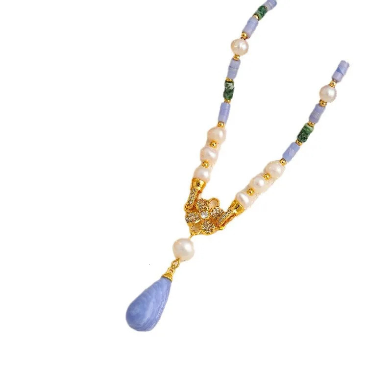 Vintage necklace earrings Jade natural fresh water pearl vintage jewelry necklace set 250102