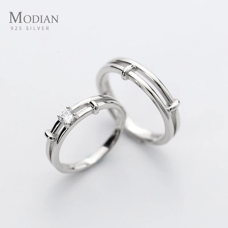 Modian Classic Fashion Adjustable 100% 925 Sterling Silver Couple Rings For Women Wedding Engagement Romantic Jewelry 250103