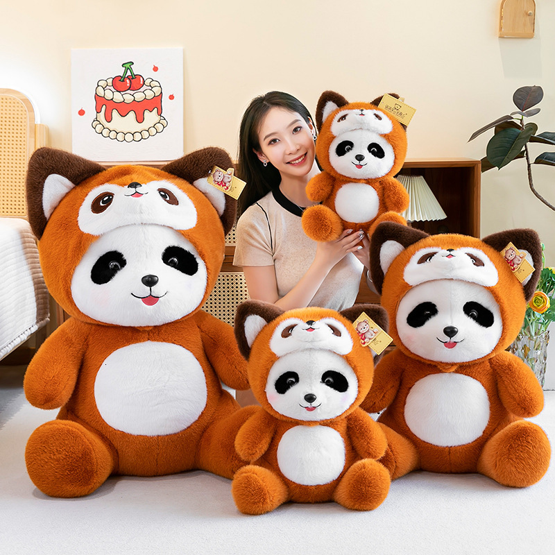 Transformable Panda to Raccoon Plush Doll - Removable Hat Design