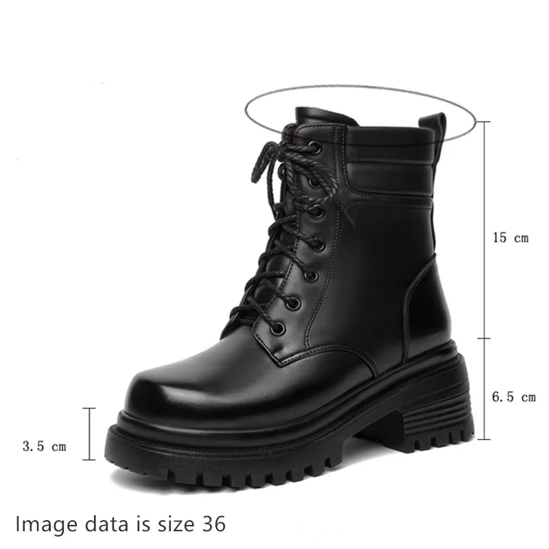 AIYUQI Ankle Boots Women Genuine Leather Winter Boots Women Large Size High Heel Platform Women Snow Boots