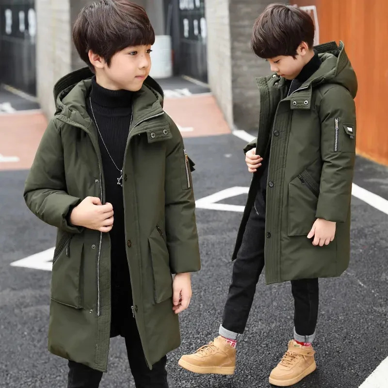 -30 degree children clothing boy clothes warm winter down cotton jacket Hooded coat Teen thicken outerwear kids parka 241226