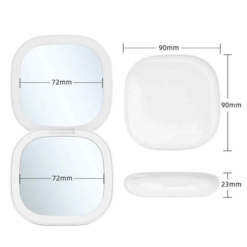 Custom Personalized High Quality LED Pocket Makeup 10X 5X Magnifiers Colorful Rechargeable Portable Make-Up Mirror 250103