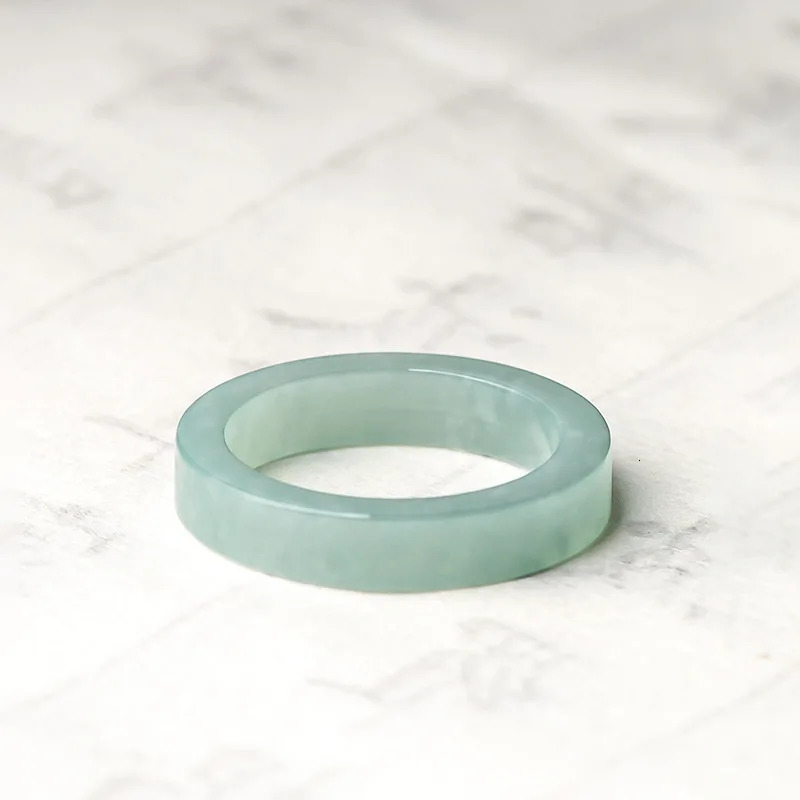 Natural Old Pit A Goods Jade Light Blue Water Ring For Mens Gifts Womens Couple Ring Ice Jadeite Square Jewelry Drop 250103