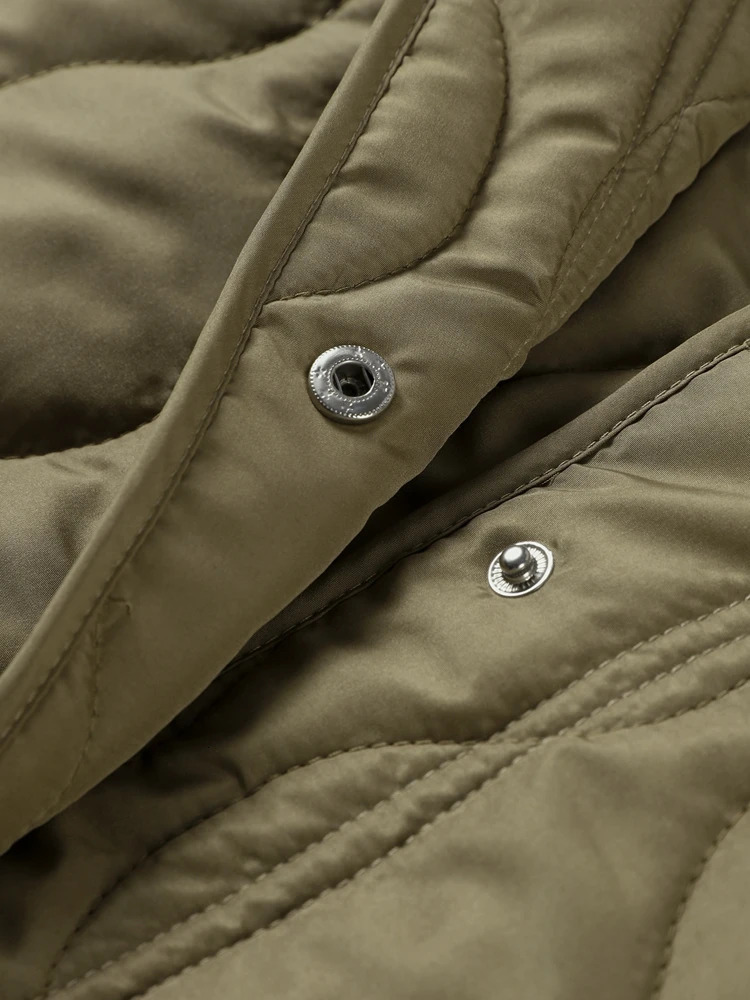 Fashion Quilted Jacket For Women Casual Single Breasted Loose Long Sleeve Coat Female Autumn Street Lady Chic Outerwear 250103