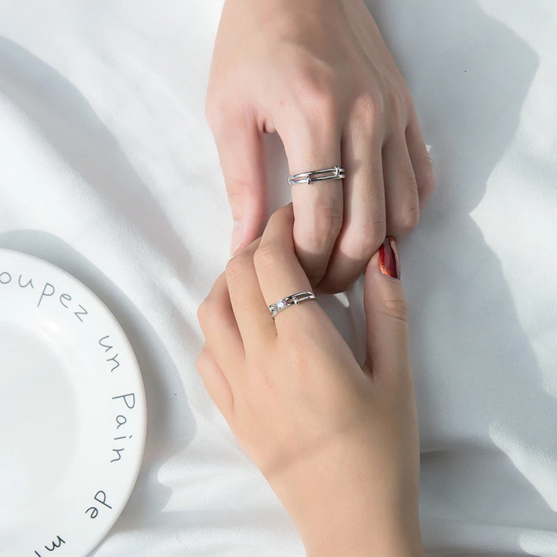 Modian Classic Fashion Adjustable 100% 925 Sterling Silver Couple Rings For Women Wedding Engagement Romantic Jewelry 250103