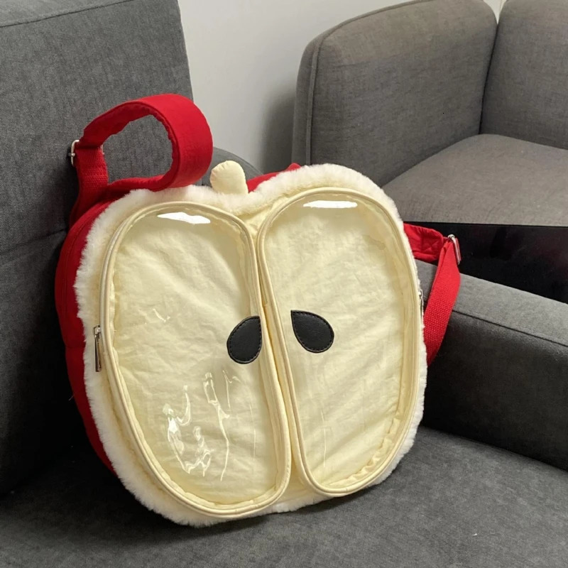 Women Tote Bags Cute Apple Plush Fashionable Versatile Backpack Women Bags Shoulder Bags Class Bag 250102