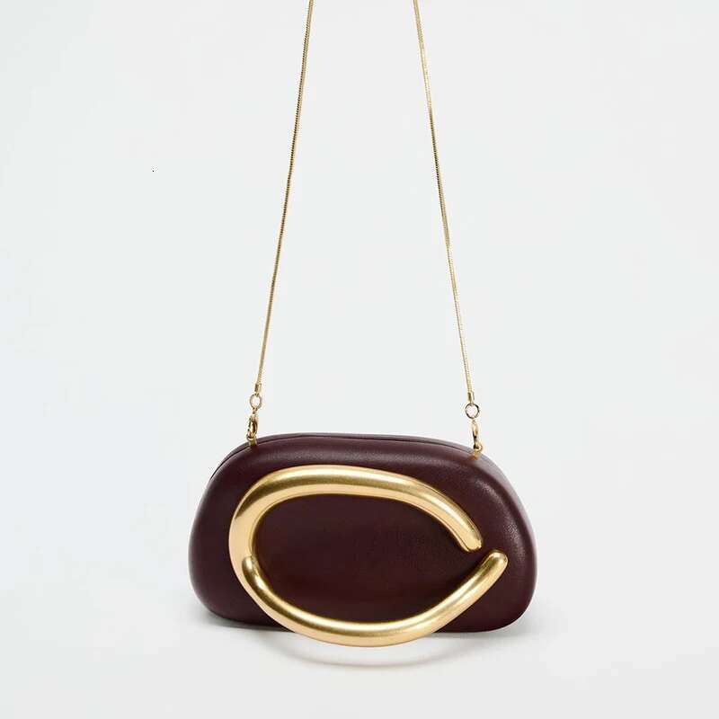 Box Bag Metal Details Crossbody Pu Leather Clutch Shoulder Brand Handbags Women's Handbag Ladies Female Evening Purse Red